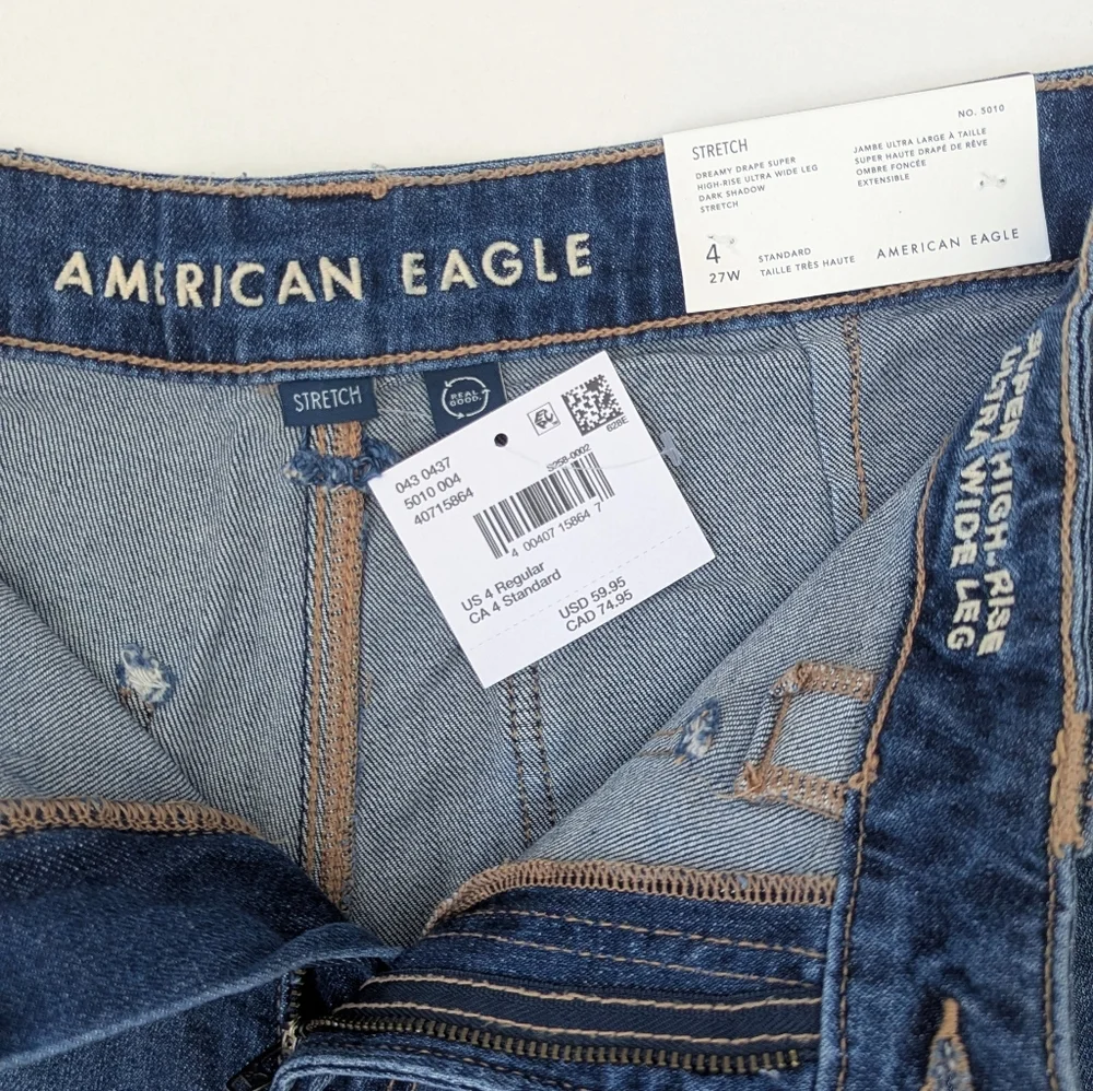 American Eagle Dreamy Drape Ultra Wide Leg High Rise Slouchy Jeans - Picture 12 of 15